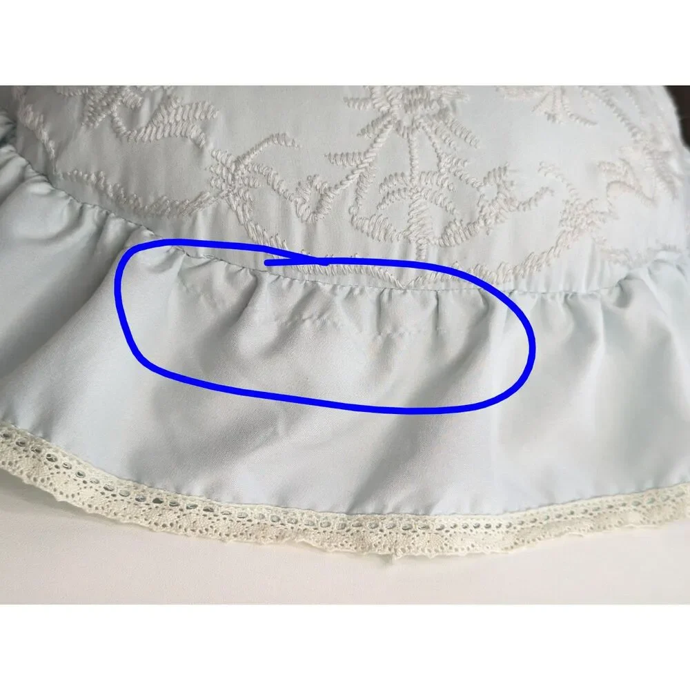 Vintage Cottagecore Shabby Chic Rachel Ashwell Round Throw Pillows Ruffled Blue